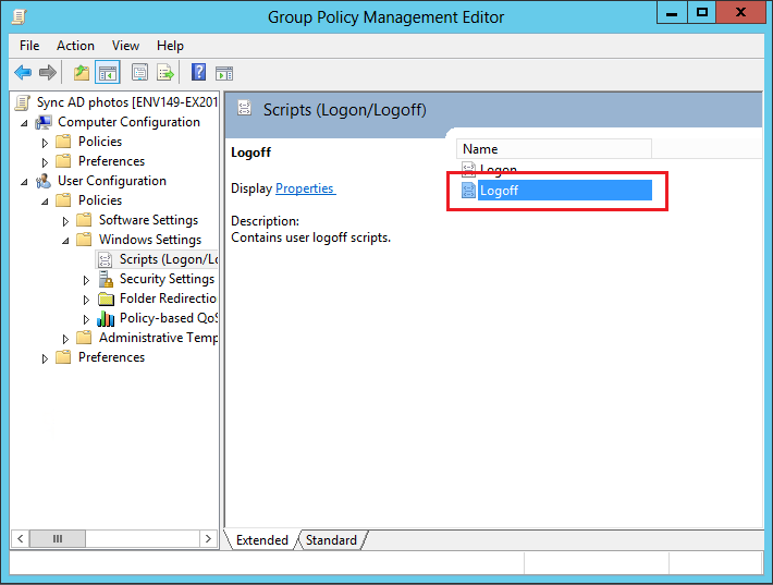 How to use Active Directory user photos in Windows 10 - Adding a new Logoff script