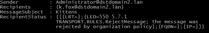 detalhes dos resultados - informações forenses nos registos de seguimento de mensagens