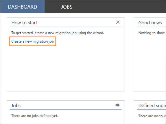 Create a new migration job