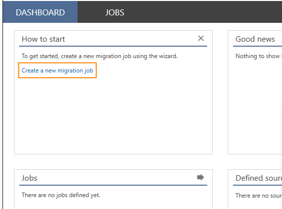 Create a new migration job