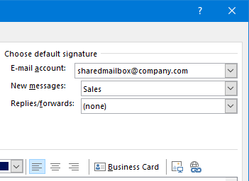 outlook shared mailbox add signature