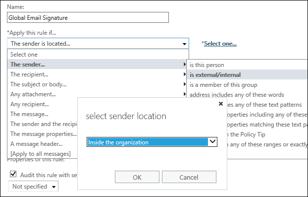 set up organization-wide email signatures in Exchange 2019 3