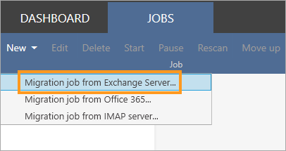 New migration job to Exchange 2019
