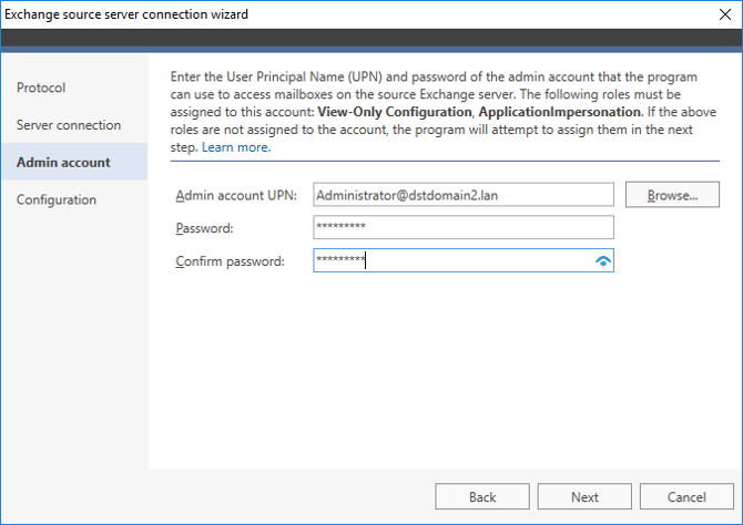 Connect to the source server