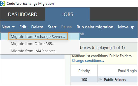 New migration job to Exchange 2019