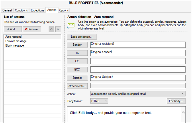 Set up actions for messages of retired emploeeys