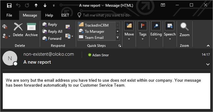 Auto reply for a terminated employee