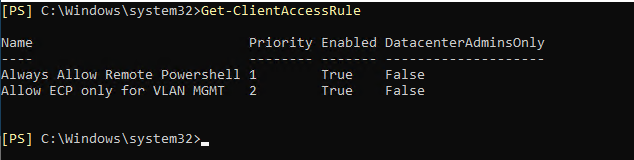 Review a list of client access rules