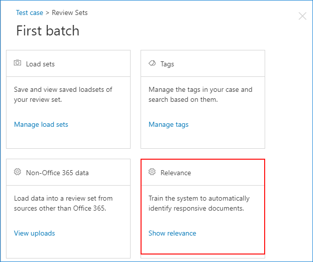 Advanced eDiscovery - Manage Review Set - Relevance