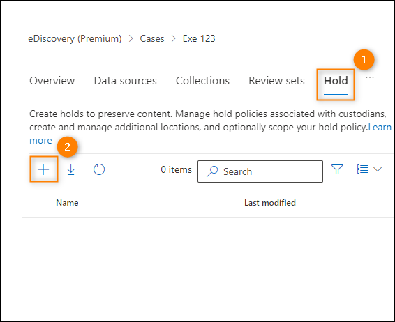 The Hold tab in eDiscovery