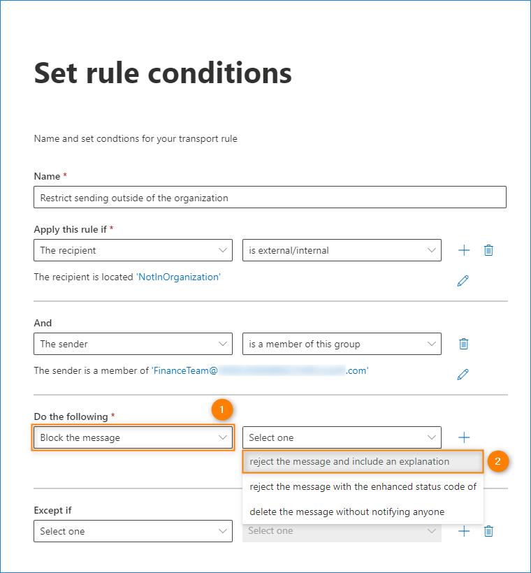 How to block outgoing emails with mail flow rules in Office 365