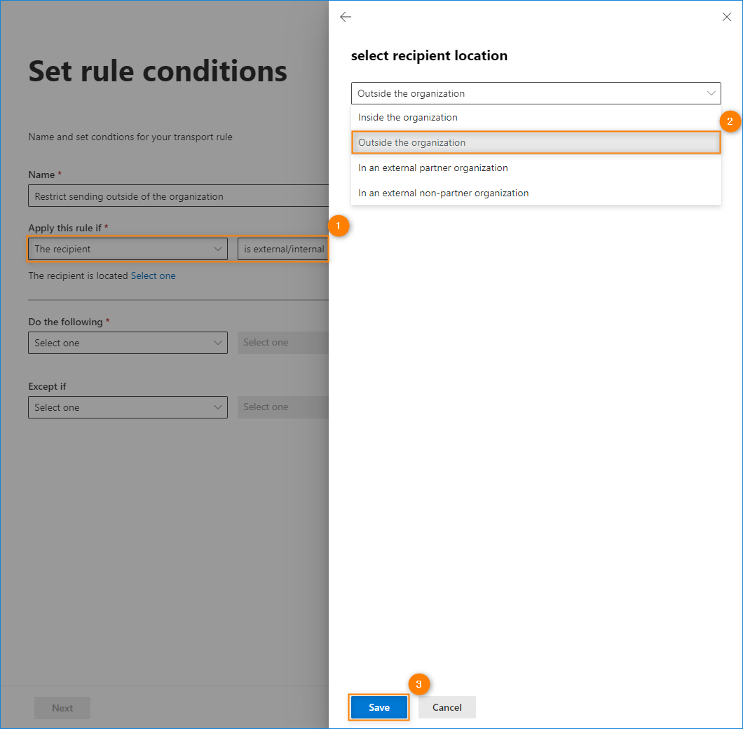 How to block outgoing emails with mail flow rules in Office 365