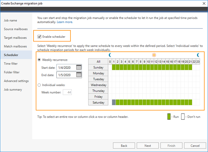 Enable scheduler to plan Exchange 2010-2016 migration in advance.