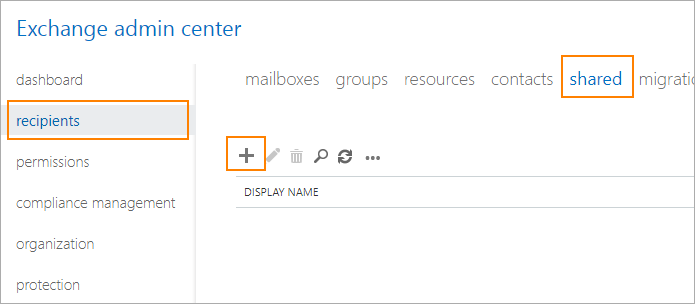 Create a shared mailbox