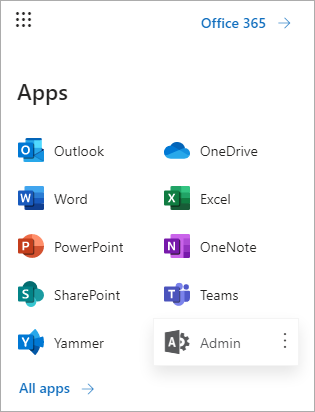 Admin app in Office 365