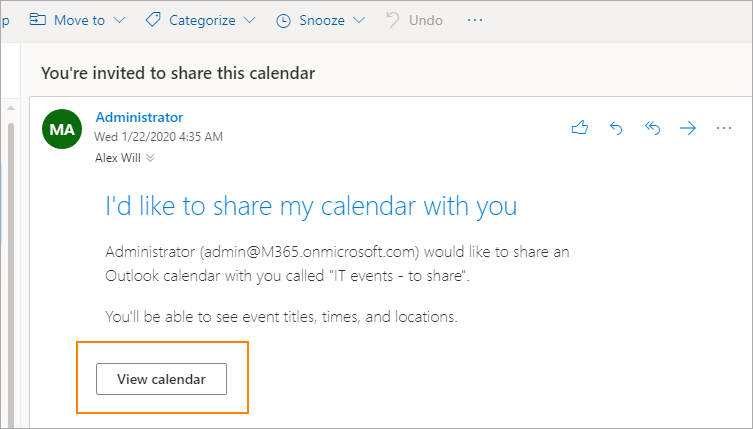 View calendar 