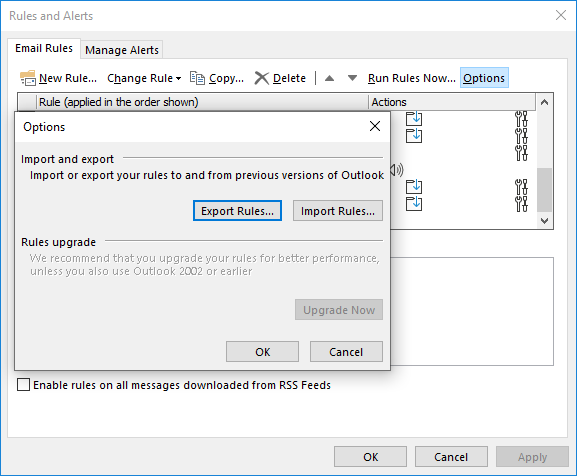 Manage Outlook rules - export