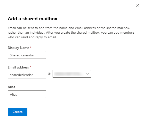 Naming a shared mailbox
