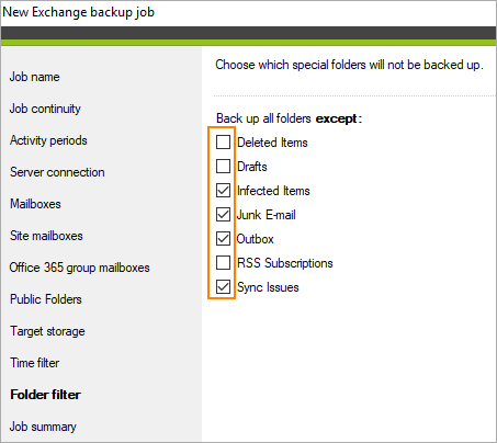 Folder filter in backup