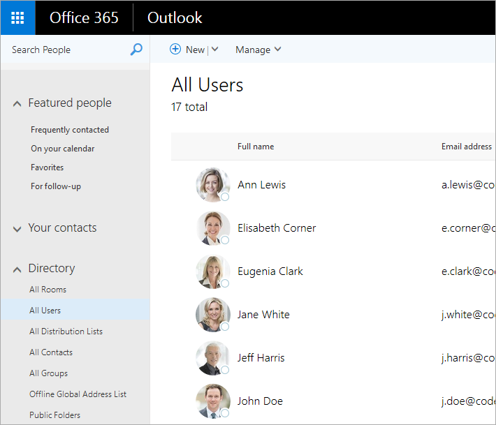 User photos displayed in Outlook on the web (OWA).