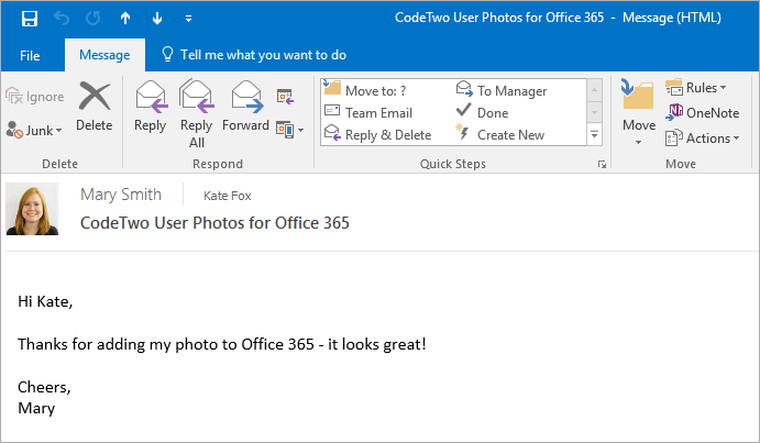 User photos in Outlook.