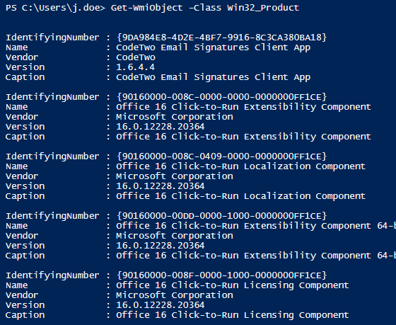 To check the installed software version - Get-WmiObject