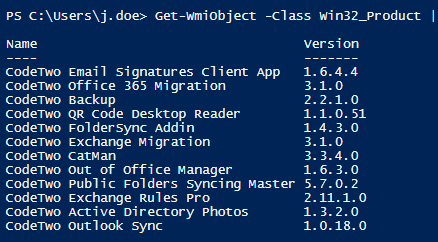 To check the installed software version - Get-WmiObject filtered