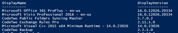 How to Check Installed Software Version - Table View of Registry Query