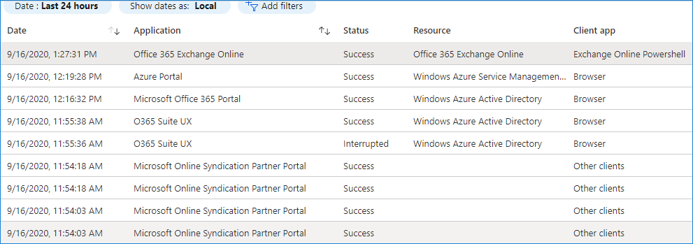 Azure Active Directory Signins