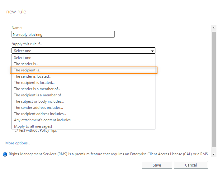 Email flow rule configuration