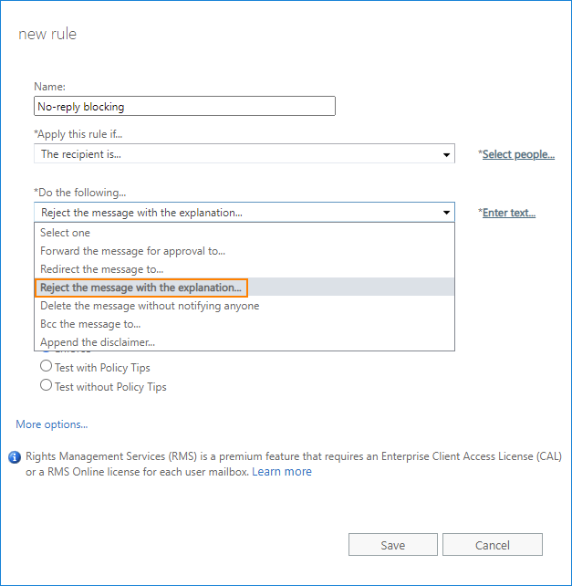 Noreply Mailboxes - Set up NDR