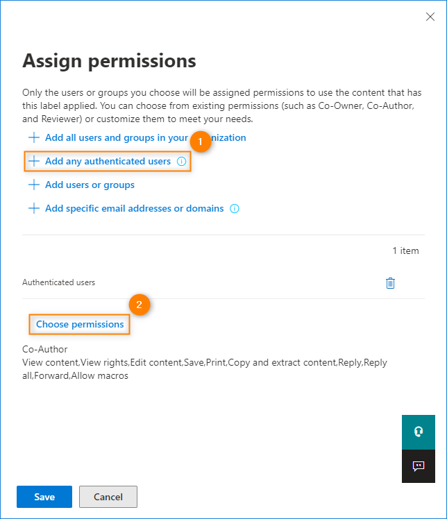 Creating a sensitivity label - permissions