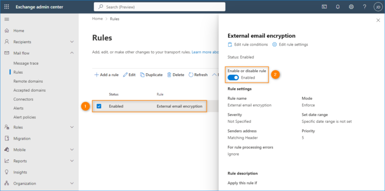 Encrypt messages sent externally in Microsoft 365