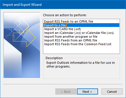 Export contacts to a file