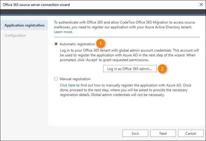 Application registration in Microsoft 365.