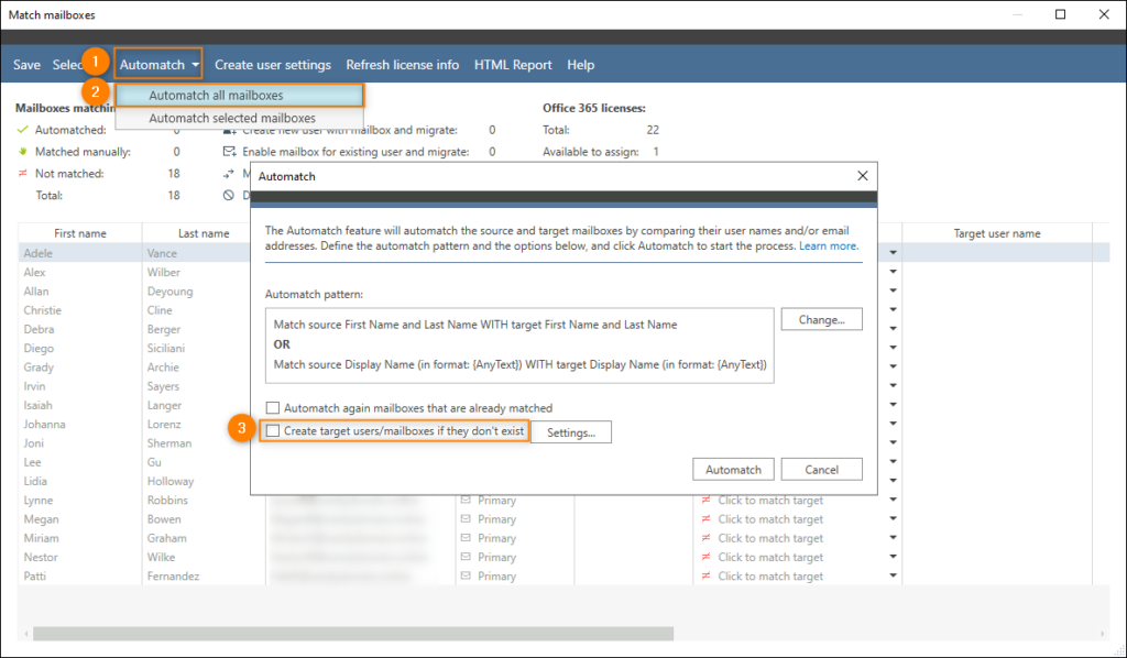 Automatch Godaddy and Microsoft 365 mailboxes