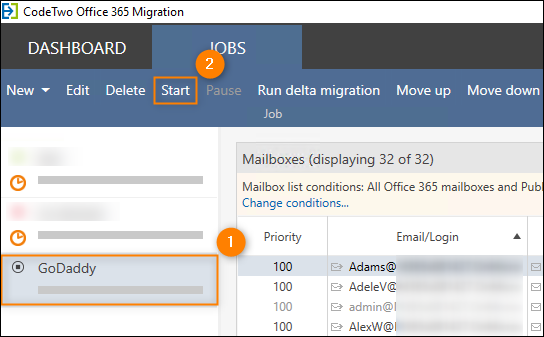 8 - Godaddy to Office 365 migration job