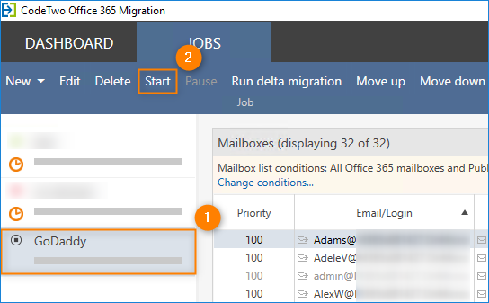 8 - Godaddy to Office 365 migration job