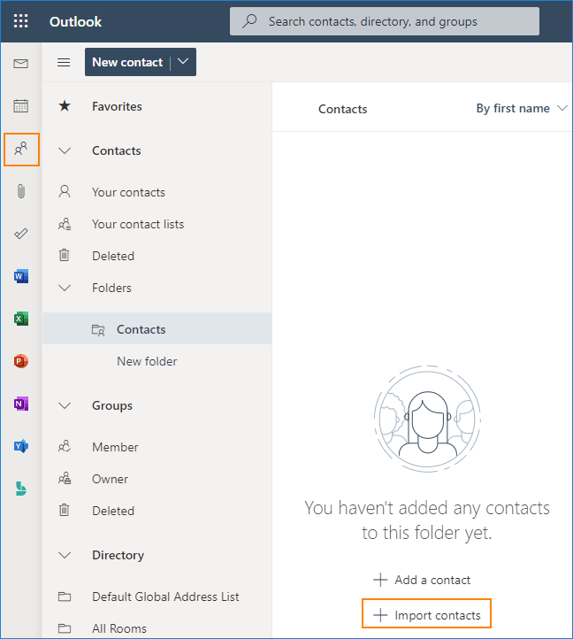 Import Outlook contacts to Outlook on the web 01
