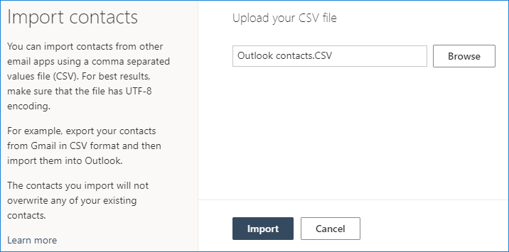 Import contacts to Outlook on the web 02