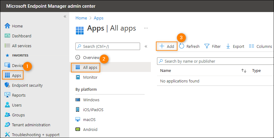 Add a new app deployment in Intune