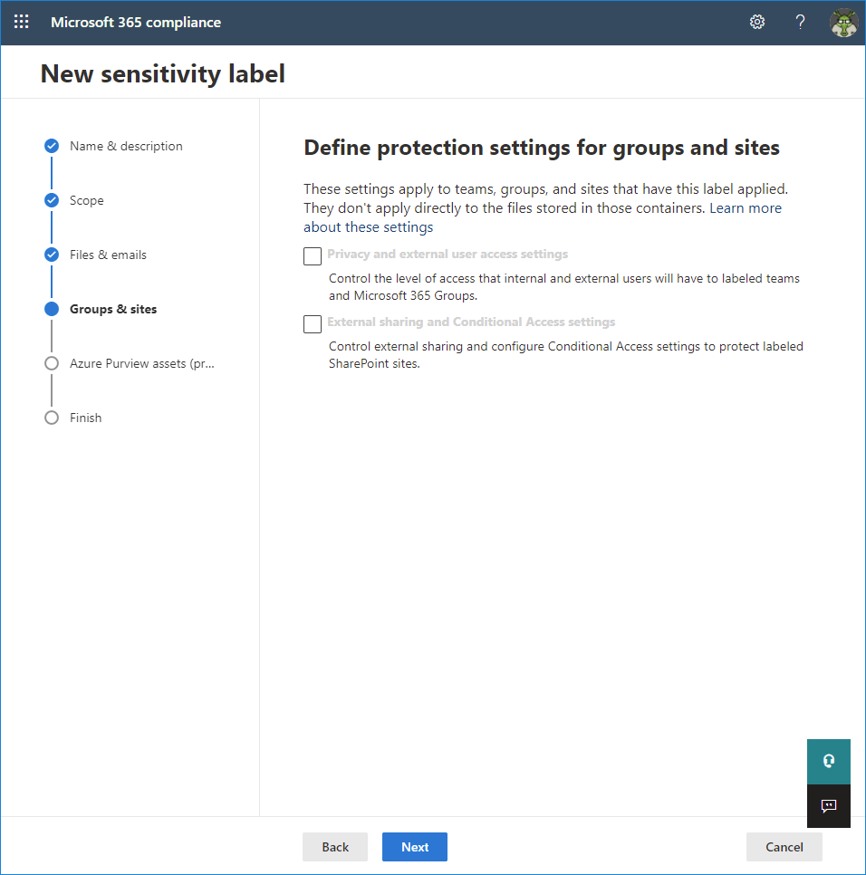 12 - protection settings for groups and sites