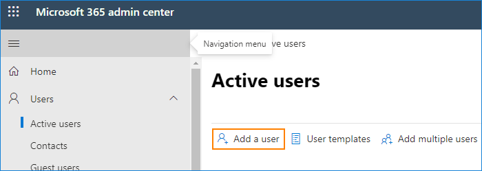 Add a new user from the Microsoft 365 admin center