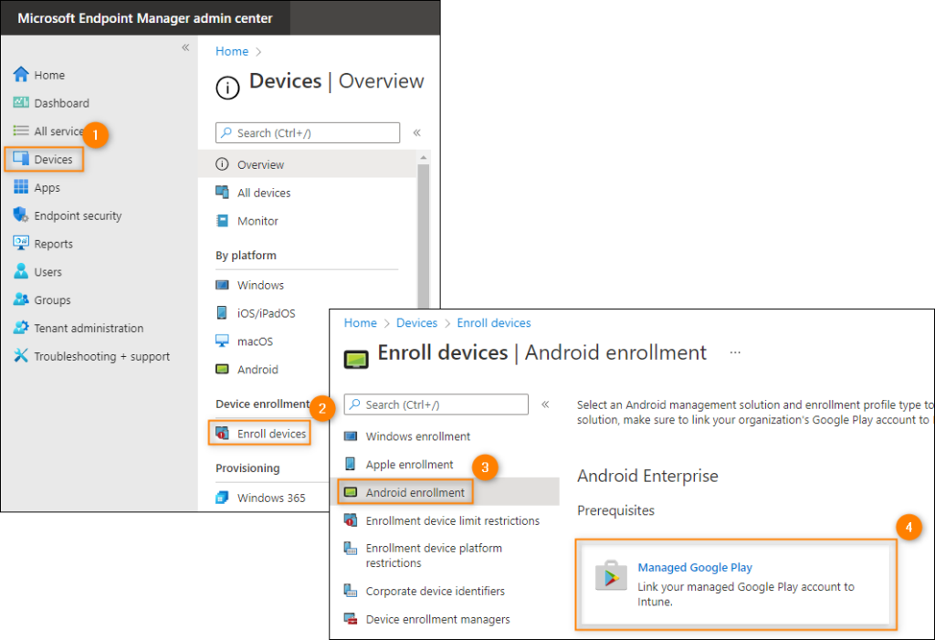 Accessing Managed Google Play settings in Intune