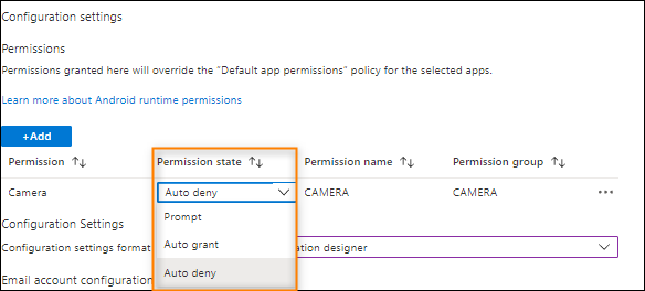 Settings to force Android app permissions