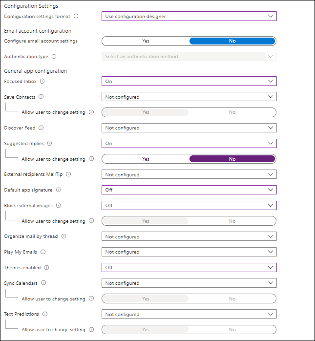 Configuring Outlook for Android settings globally in Intune