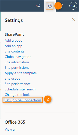 Starting Viva Connections dashboard configuration