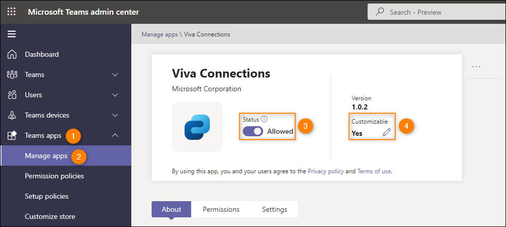 Enabling Viva Connections app in Teams