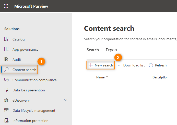 Creating a new content search