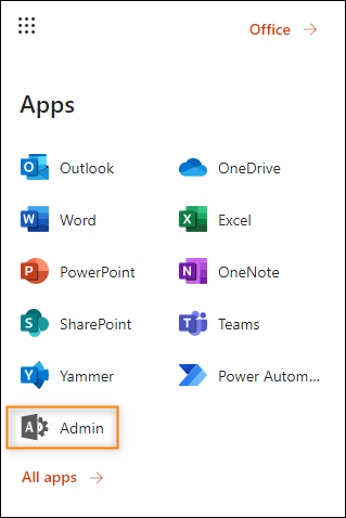 Accessing the Microsoft 365 admin center